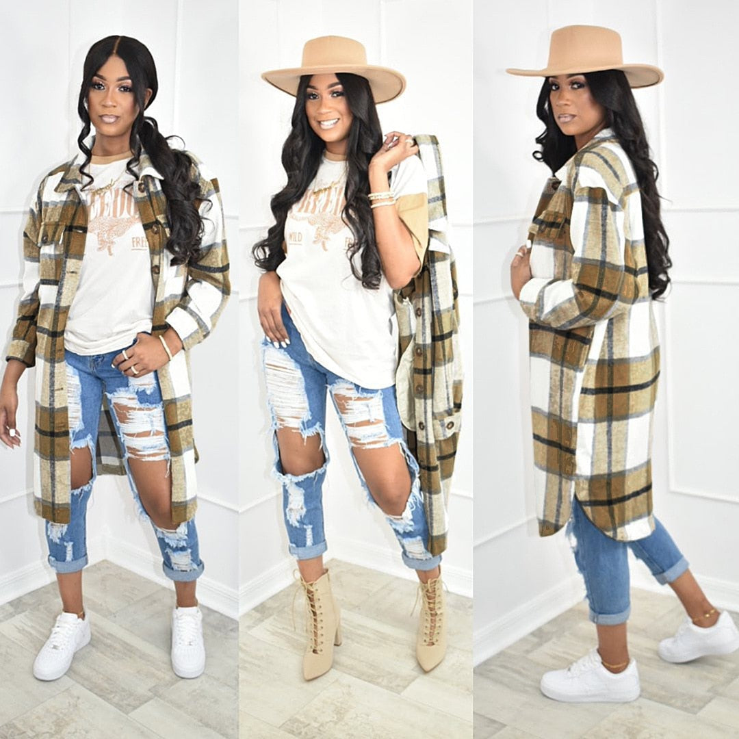 Elisa Elegant Checkered Coat