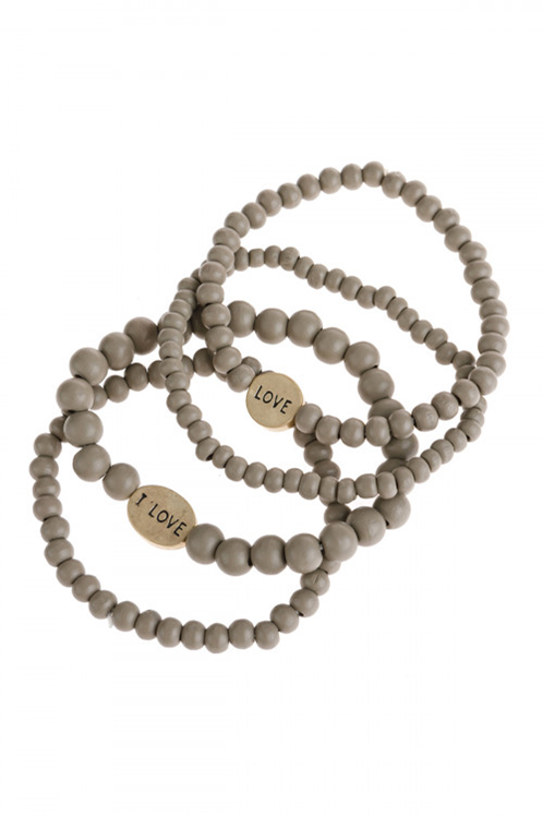 LOVE STACKABLE WOOD BEADED BRACELETS