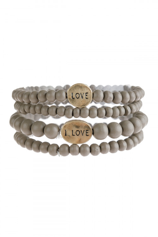 LOVE STACKABLE WOOD BEADED BRACELETS