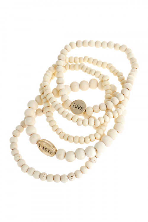 LOVE STACKABLE WOOD BEADED BRACELETS