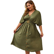 Load image into Gallery viewer, Plus Size Dress Full Sleeve V Neck
