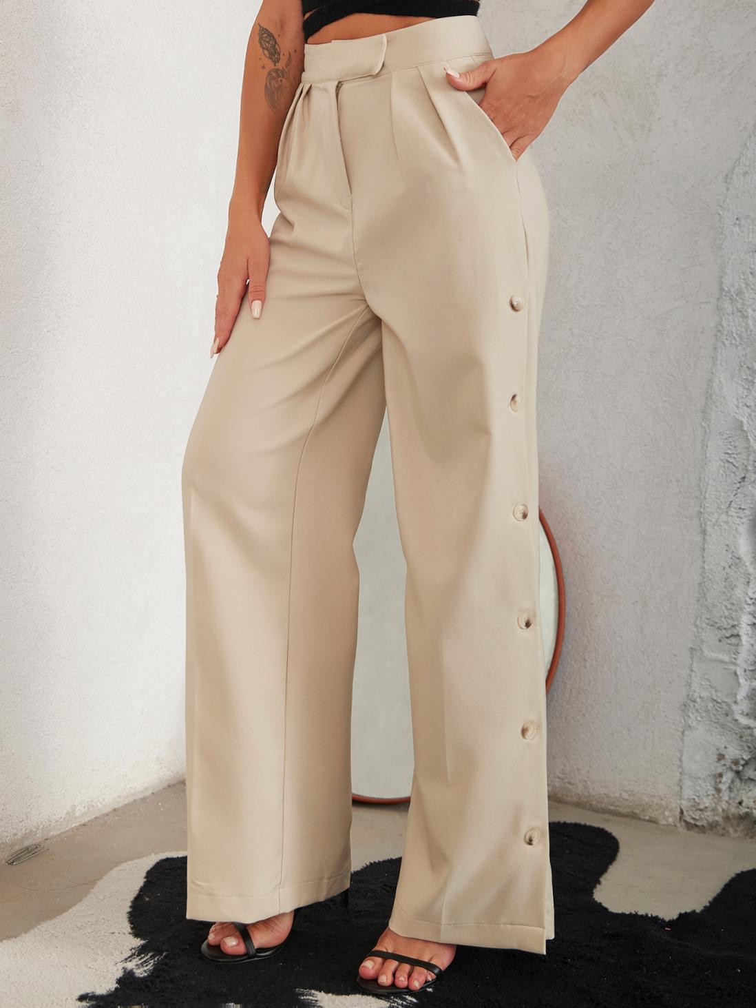 Wide Leg Side Button Trousers – Sweet Elaine Boutique