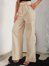 Load image into Gallery viewer, Sue Side Button Pleated Wide Leg Pants
