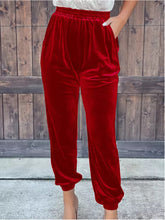 Load image into Gallery viewer, Velvet Trousers Straight Leg Elastic Waist
