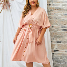 Load image into Gallery viewer, Plus Size Dress Full Sleeve V Neck
