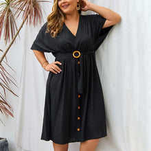 Load image into Gallery viewer, Plus Size Dress Full Sleeve V Neck
