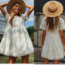 Load image into Gallery viewer, Short Sleeve Summer Floral Dress
