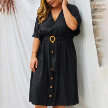 Load image into Gallery viewer, Plus Size Dress Full Sleeve V Neck
