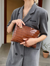Load image into Gallery viewer, BIANCA CROC EMBOSSED CLUTCH BAG
