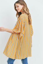 Load image into Gallery viewer, BREAR MUSTARD NAVY STRIPES CARDIGAN

