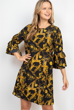 Load image into Gallery viewer, BRIA BLACK MUSTARD DRESS
