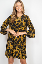 Load image into Gallery viewer, BRIA BLACK MUSTARD DRESS
