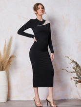 Load image into Gallery viewer, Clarisse Mesh Insert Bodycon Dress
