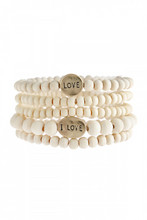 Load image into Gallery viewer, LOVE STACKABLE WOOD BEADED BRACELETS
