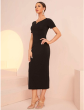Load image into Gallery viewer, Nadine Notched Neck Split Hem Fitted Dress
