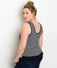 Load image into Gallery viewer, PLAID BLACK WHITE PEPLUM TOP
