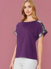 Load image into Gallery viewer, Royal Contrast Sequin Detail Top
