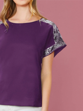 Load image into Gallery viewer, Royal Contrast Sequin Detail Top
