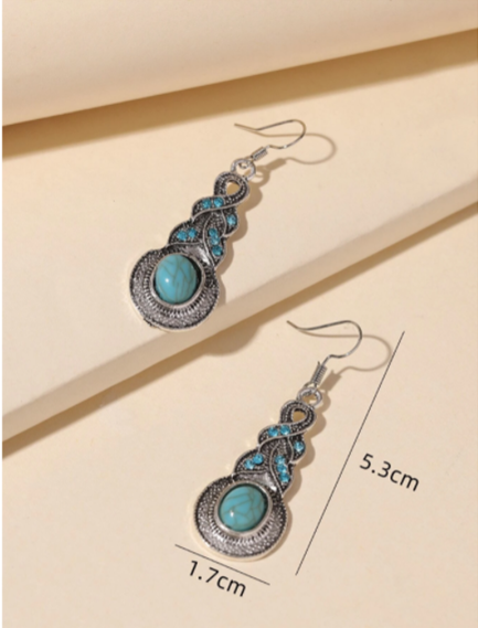TURQUOISE VINTAGE ALLOY EARRINGS