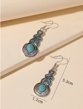 Load image into Gallery viewer, TURQUOISE VINTAGE ALLOY EARRINGS

